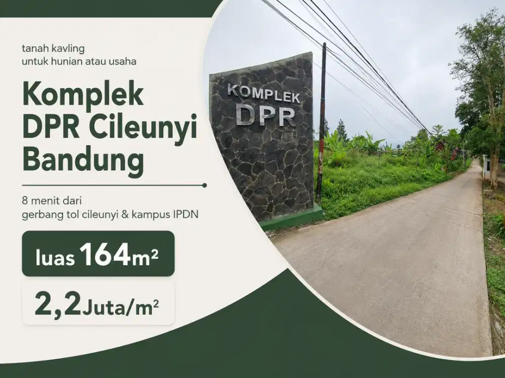 Tanah Kavling 164 m² di Komplek DPR Cileunyi Bandung