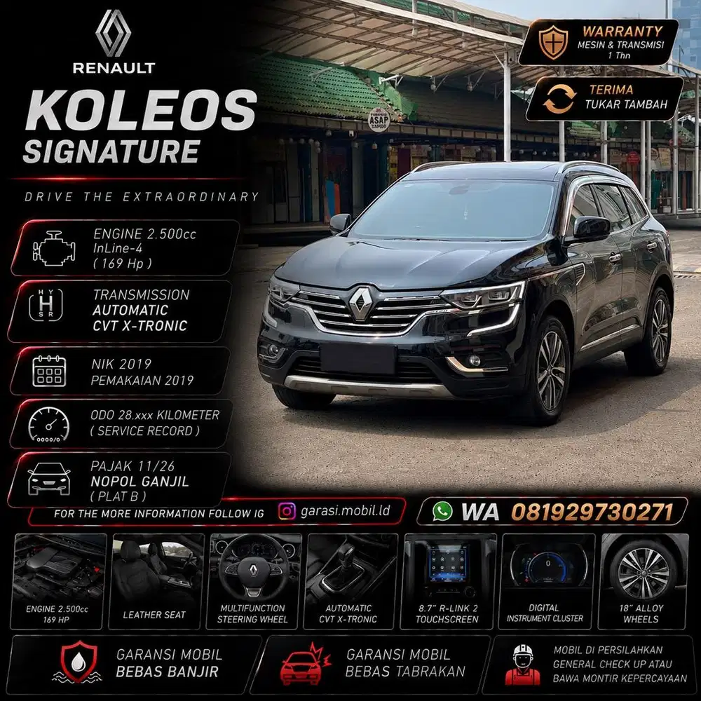 Renault Koleos Signature 2.5 AT 2019 / Odo 28rbu Kilometer