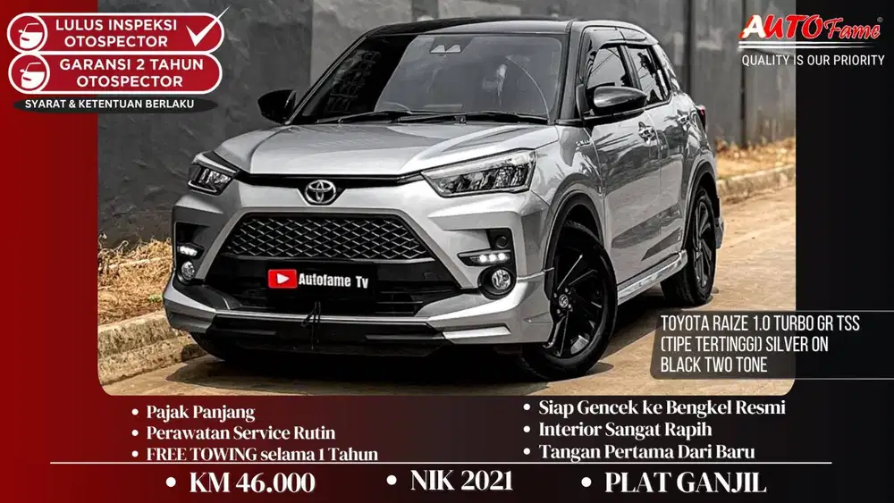 KM46RB Toyota Raize 1.0 Turbo GR TSS (Tipe Tertinggi) Silver On Black
