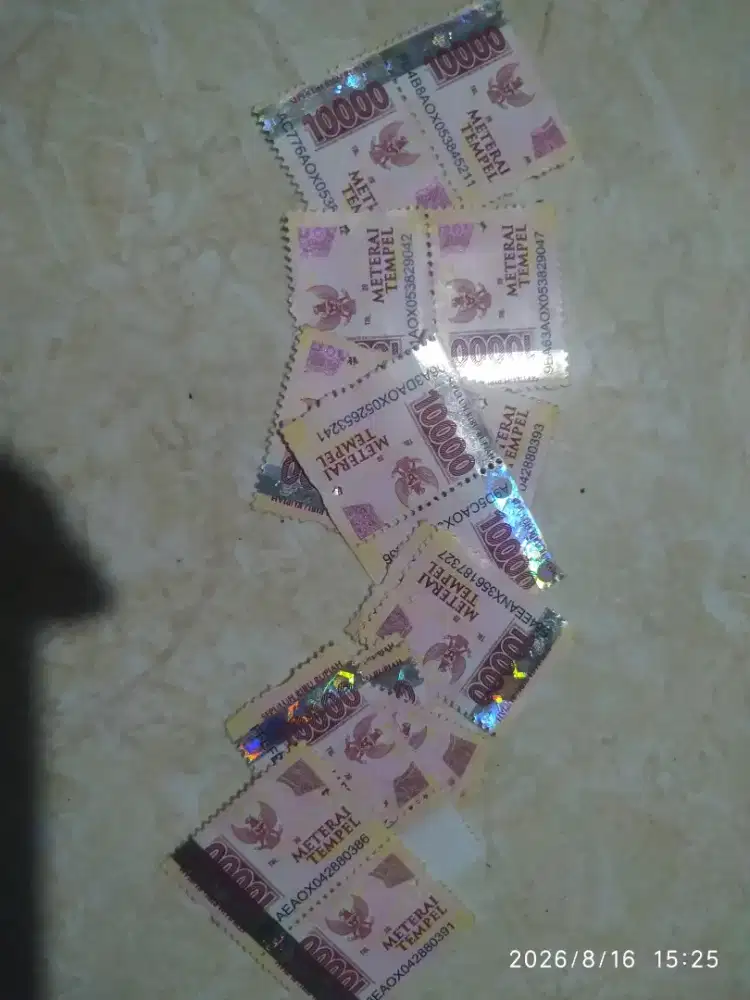 Jual Materai 10ribu, ada 16 biji, harga 8500/pcs