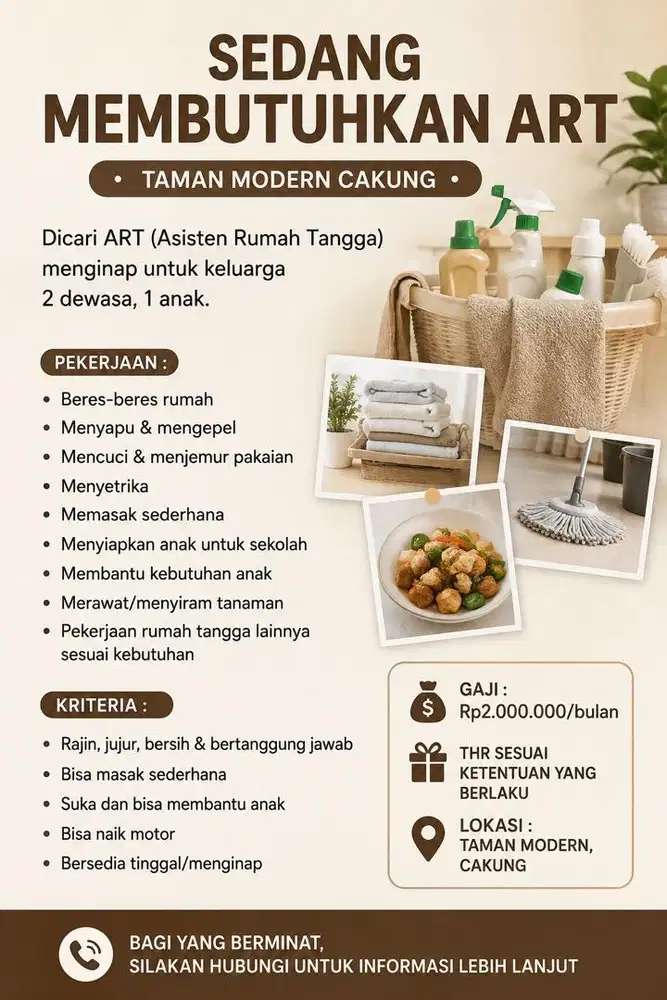 Lowongan ART menginap
