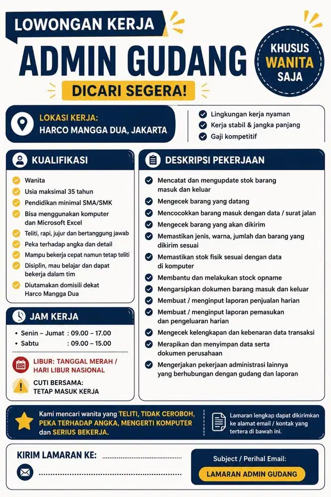 Admin Gudang / Admin Stock & Laporan