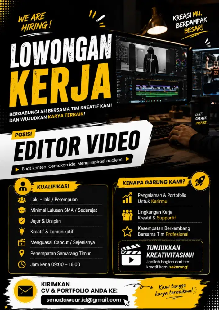 LOWONGAN KERJA — VIDEO EDITOR