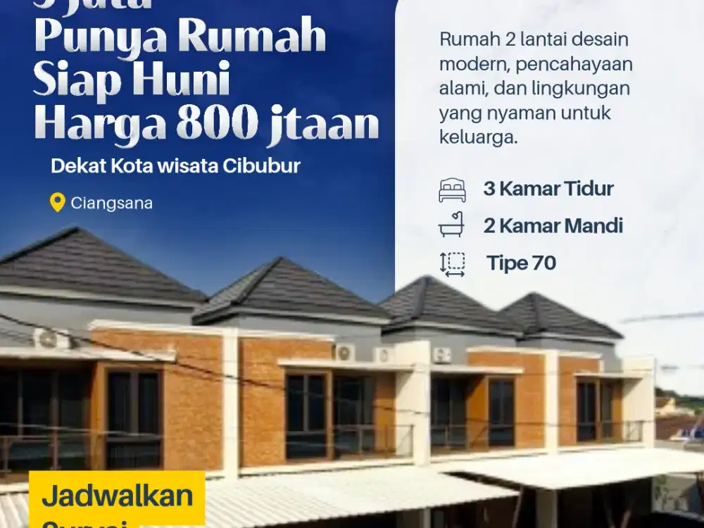RUMAH BARU SIAP HUNI DEKAT KOTA WISATA CIBUBUR LEGALITAS AMAN
