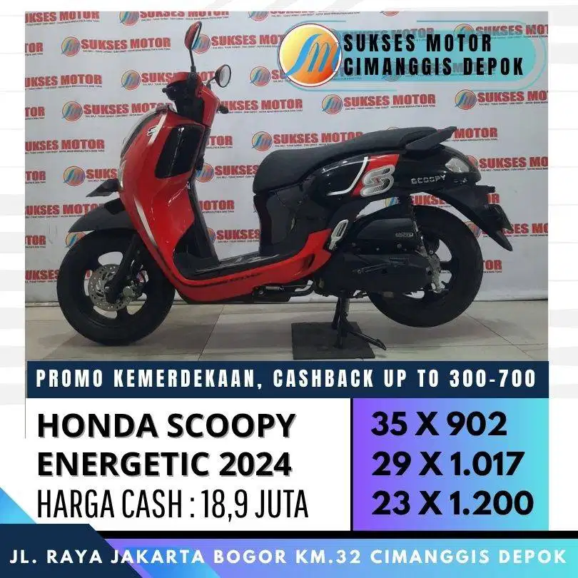 HONDA NEW SCOOPY ENERGETIC 2024 MULUS KM LOW CASH KREDIT CC/PAYLATER