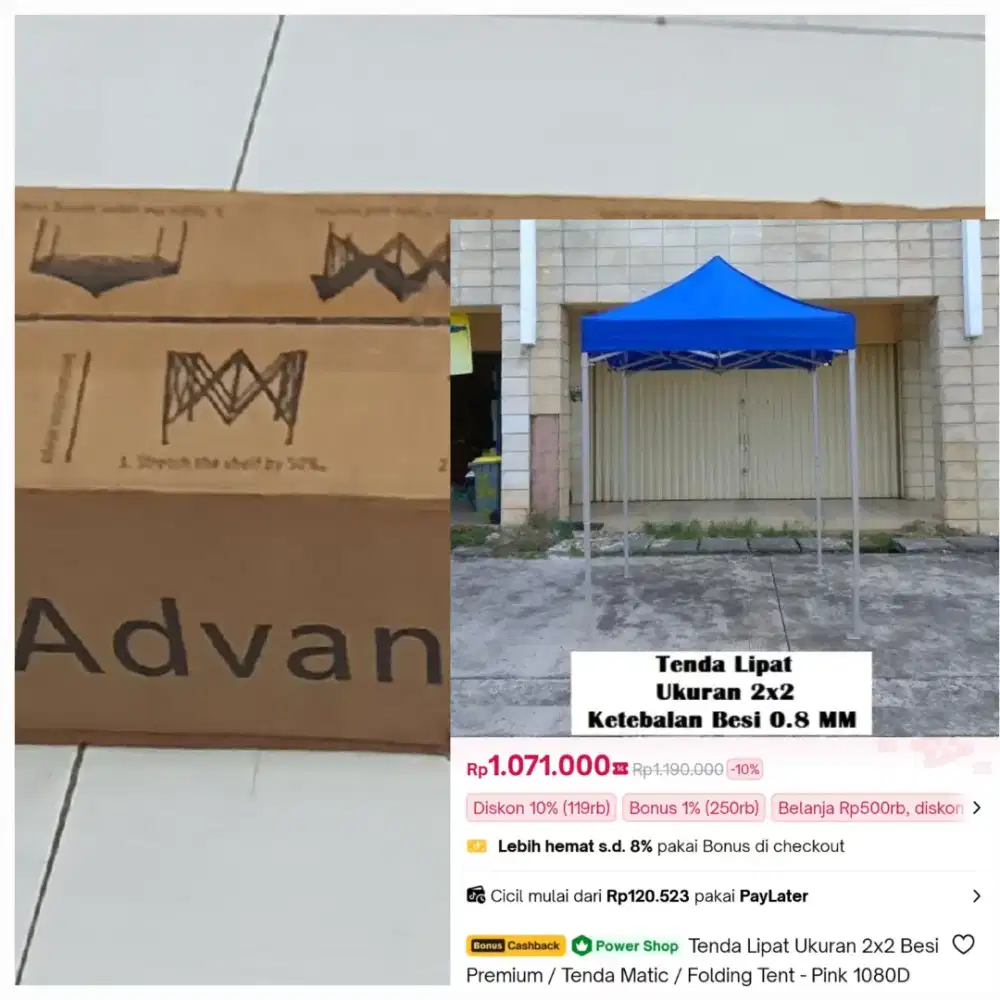 Dijual Tenda lipat besi 2x2 warna biru