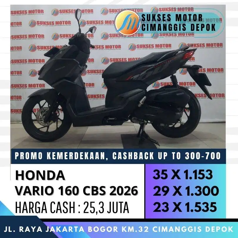 HONDA VARIO 160 CBS 2026 CASH KREDIT PROMO KEMERDEKAAN CASHBACK 300