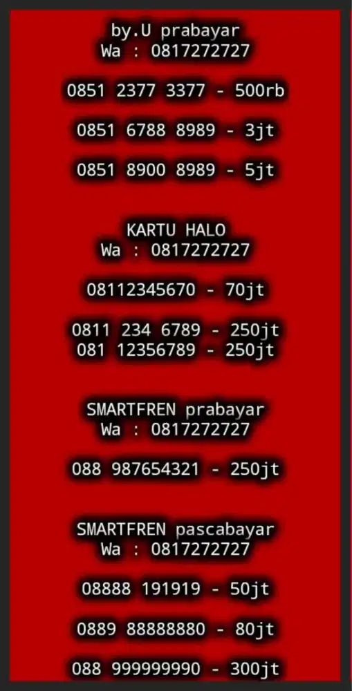 NOMOR CANTIK KOLEKSI by.U | KARTU HALO | SMARTFREN