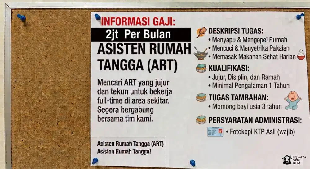 Dicari ART serabutan nginap