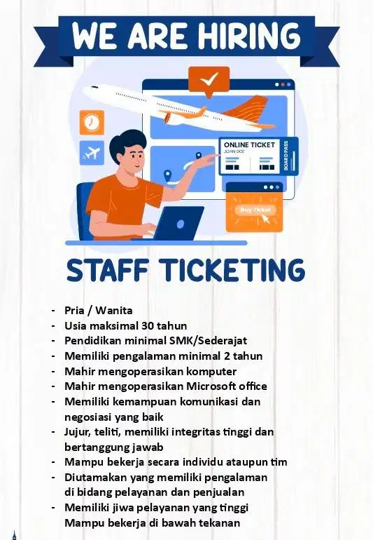 staff ticketing biro perjalanan/travel