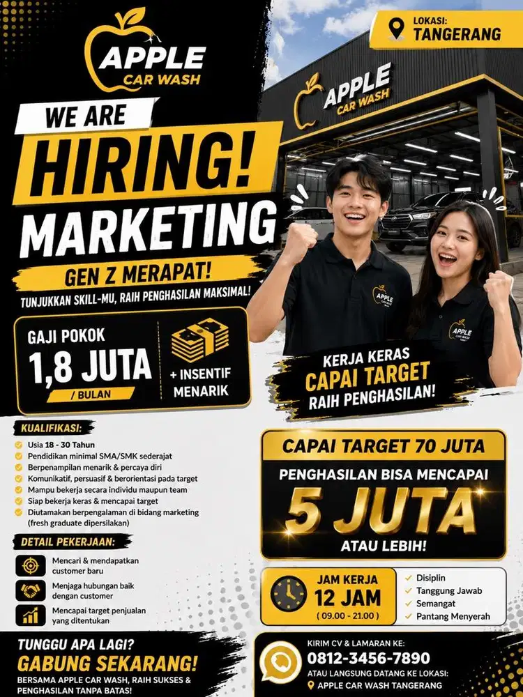 Lowongan Terbatas Marketing Gaji Sampai 6 Juta, Lokasi Tangerang