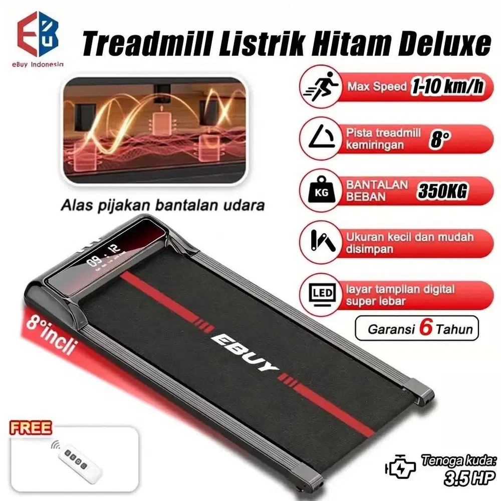 Treadmill Listrik EBuy Black Deluxe dengan kondisi seperti baru