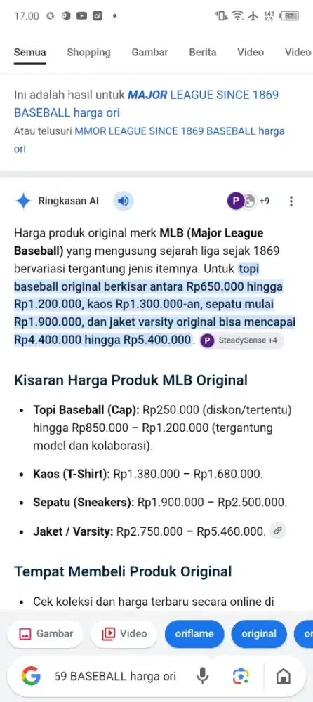 Topi Major League Baseball Ori