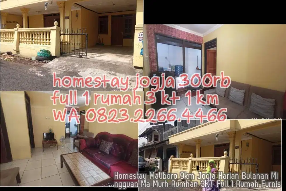 Homestay Maliboro 9km Jogja Harian Bulanan Mingguan Ma Murh Rumhan 3KT