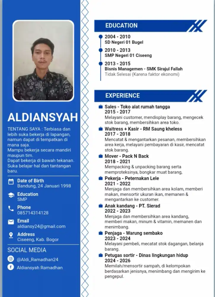 Cari lowongan (pengalaman cukup banyak)