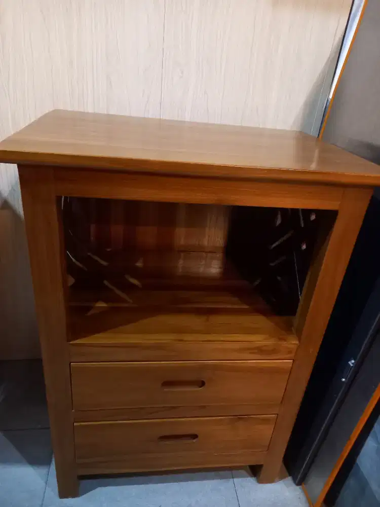 Meja sudut kayu jati