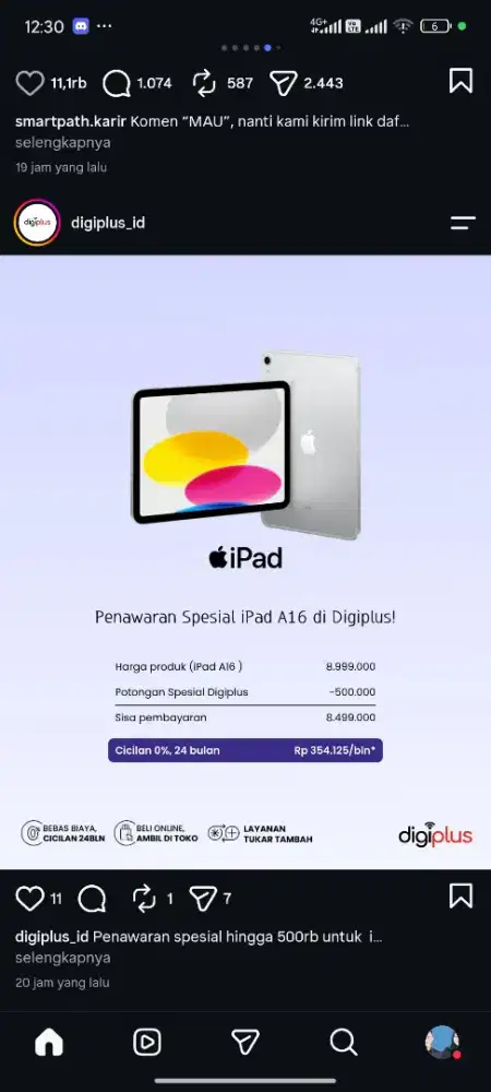 Ipad A16 bisa cicilan Free DP bunga ringan