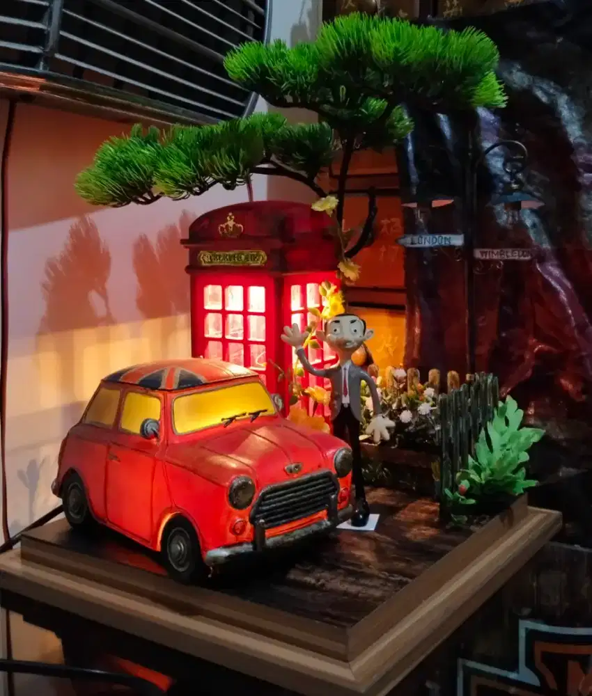 Diorama figure big size lampu tidur mr bean mobil vintage antik lawas