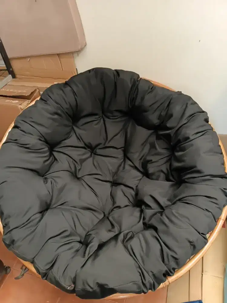 Kursi papasan rotan jumbo-hitam (murah)