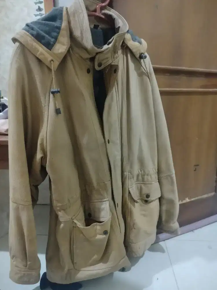 jaket kulit asli warna coklat muda
