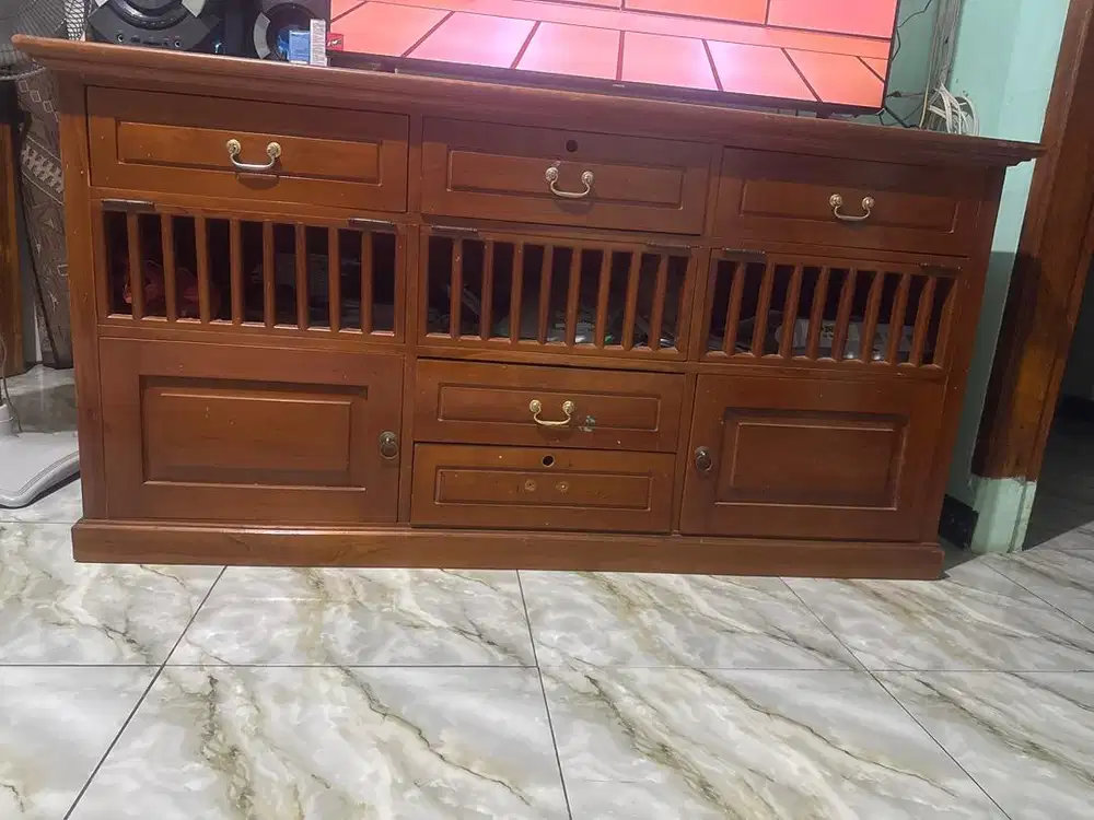 meja tv kayu jati