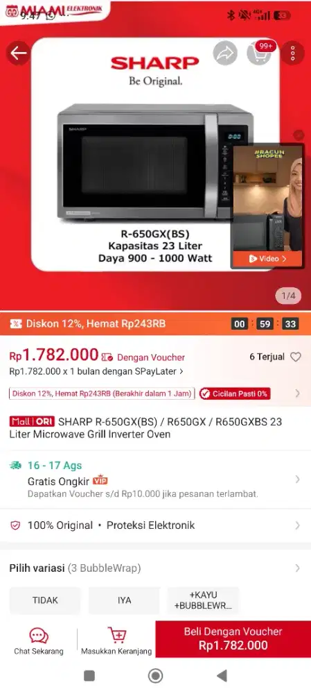 Microwave Sharp R650GX BS new
