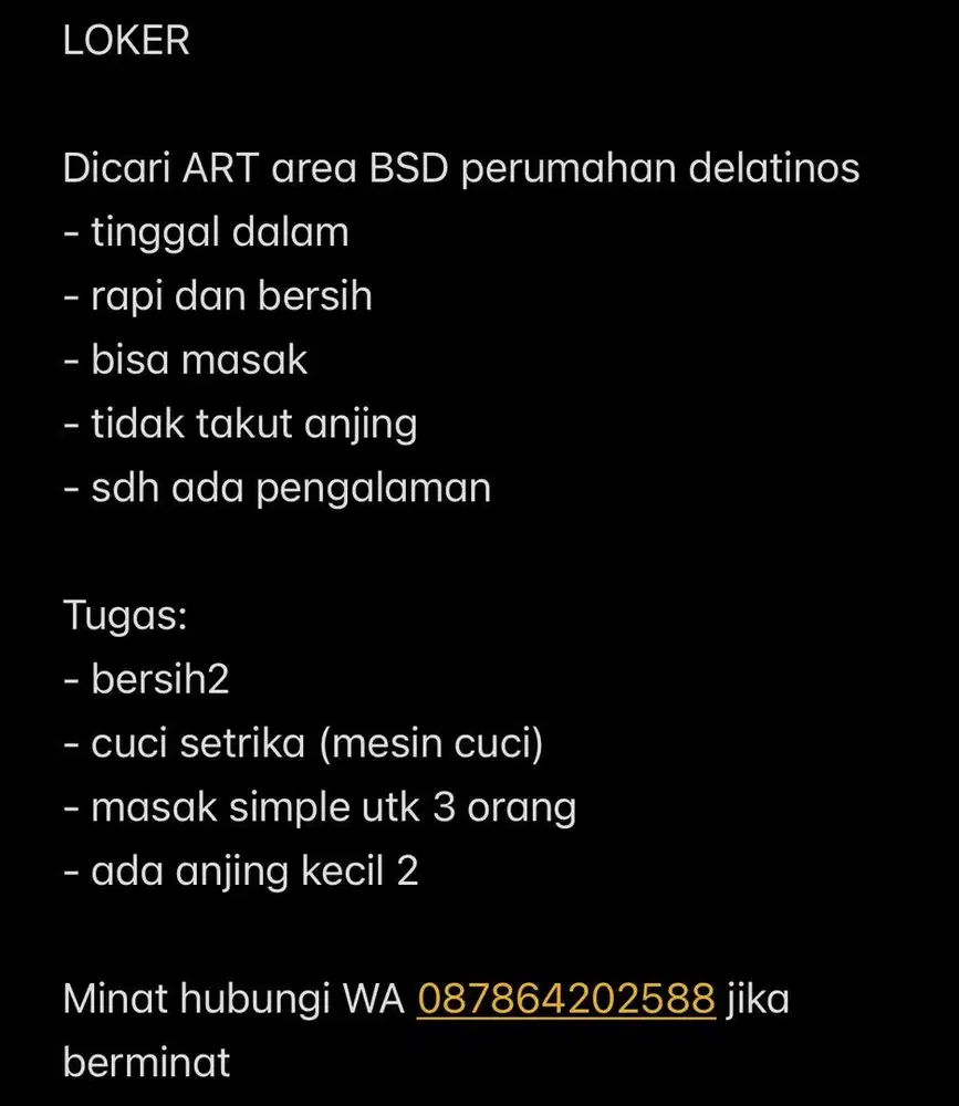 LOKER ART AREA BSD perumahan delatinos
