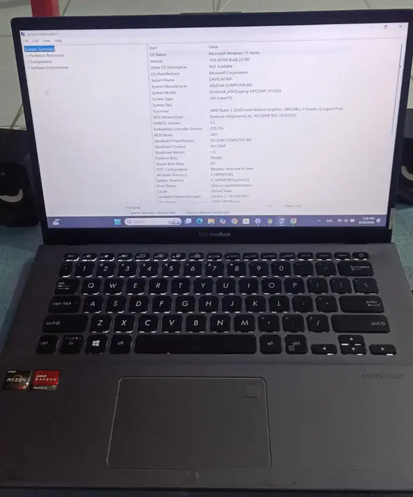 LAPTOP ASUS AMD RYZEN 3 3250U