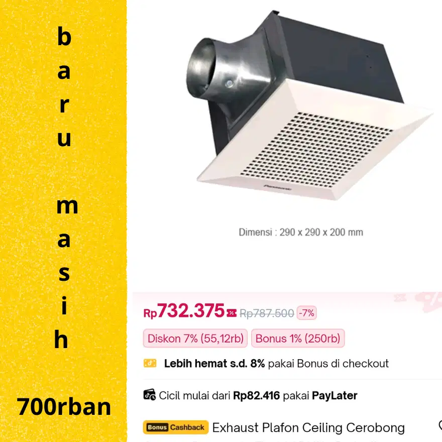 EXHAUST FAN EXHOS HEKSOS Panasonic Kipas Angin FV-24CDUN2 GARANSI 12BL