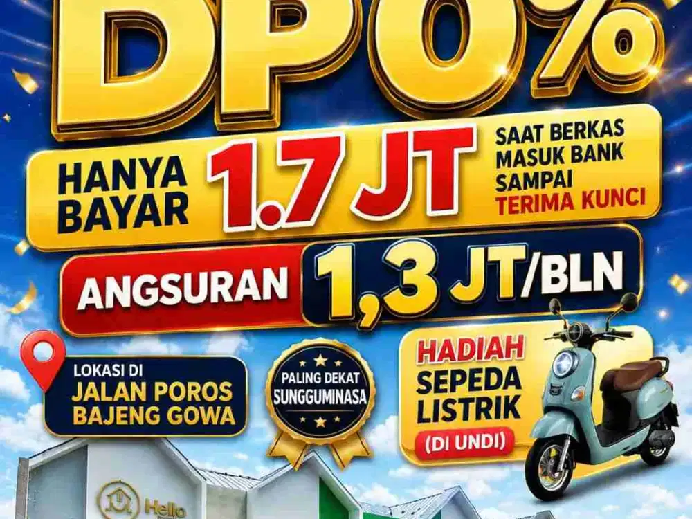 Rumah Subsidi Termurah dekat Poros Limbung, Gowa