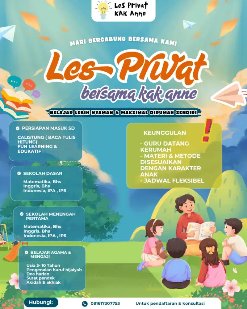 Les private anak ( sd smp ) , private calistung anak