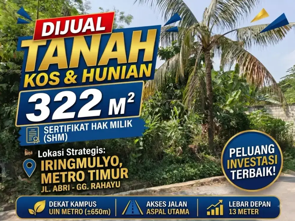 DIJUAL CEPAT - TANAH STRATEGIS PEKARANGAN LINGKUNGAN RAMAI KAMPUS