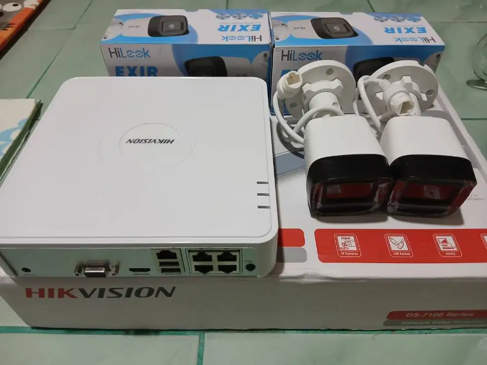 Paket CCTV 2 Kamera, Hikvision NVR DS-7104/POE, Harddisk 500GB