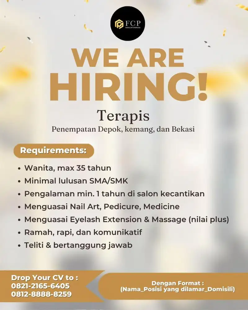 Dibutuhkan banyak terapis nail dan facial