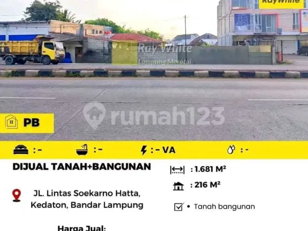 Dijual Tanah di Tepi Jalan Soekarno Hatta Dekat Bundaran Hajimena Bandar Lampung
