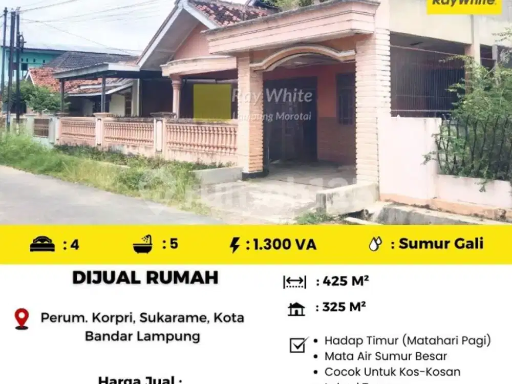 Dijual Rumah yang Luas di Korpri Jaya Sukarame Kota Bandar Lampung