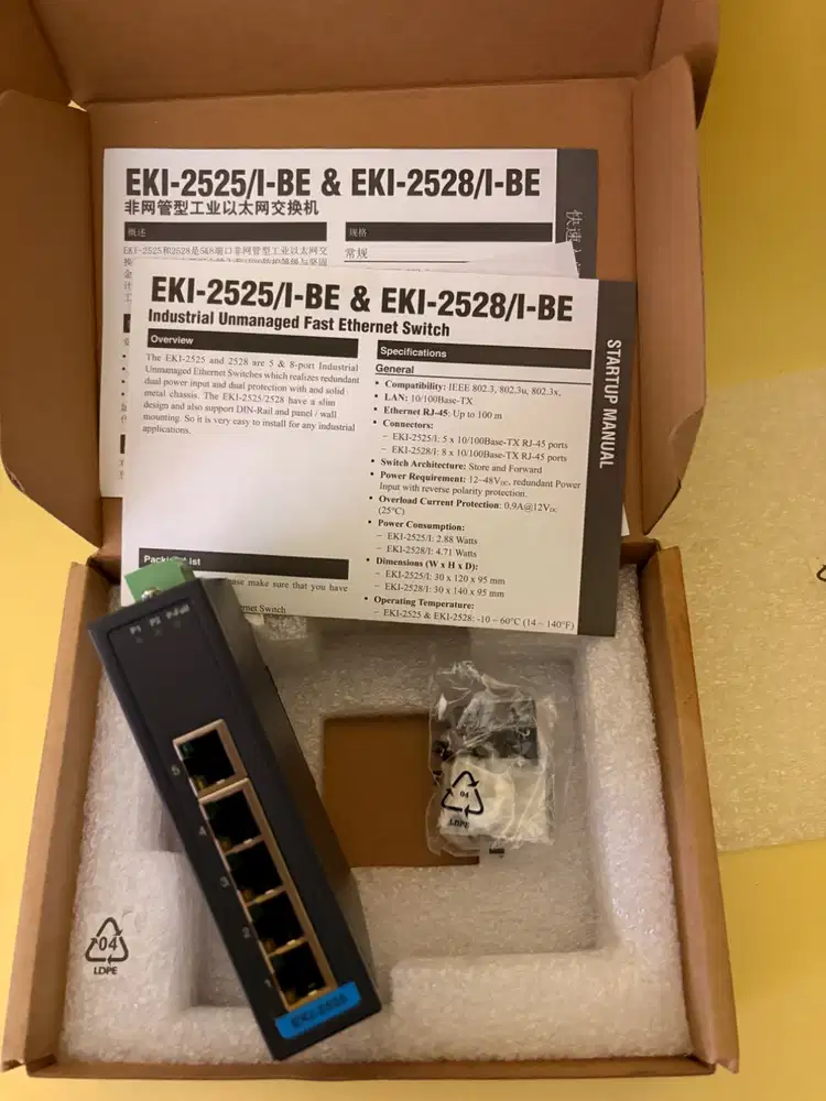 Dijual Advantech EKI-2525 Industrial Ethernet Switch 5 Port.