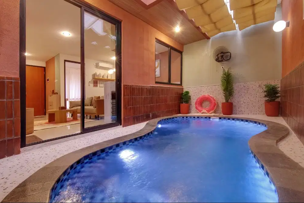Villa full furnish 3 kamar  kolam renang dan PS5 only Rp. 7 jt / bulan