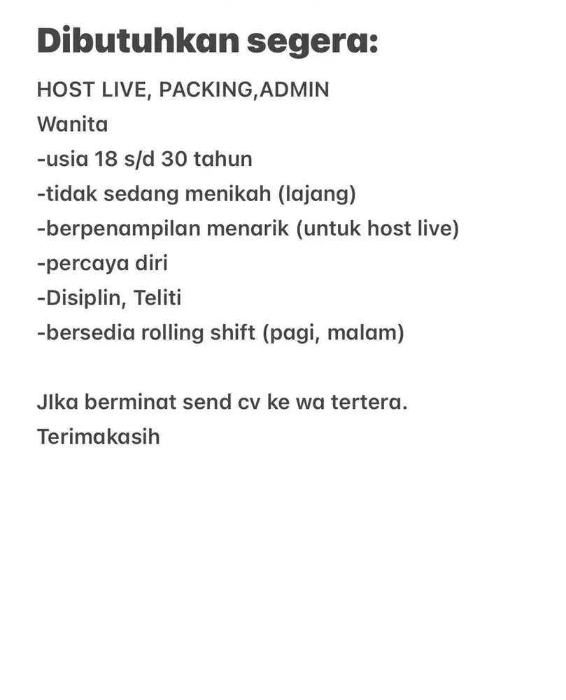 HOST LIVE, PACKING, ADMIN