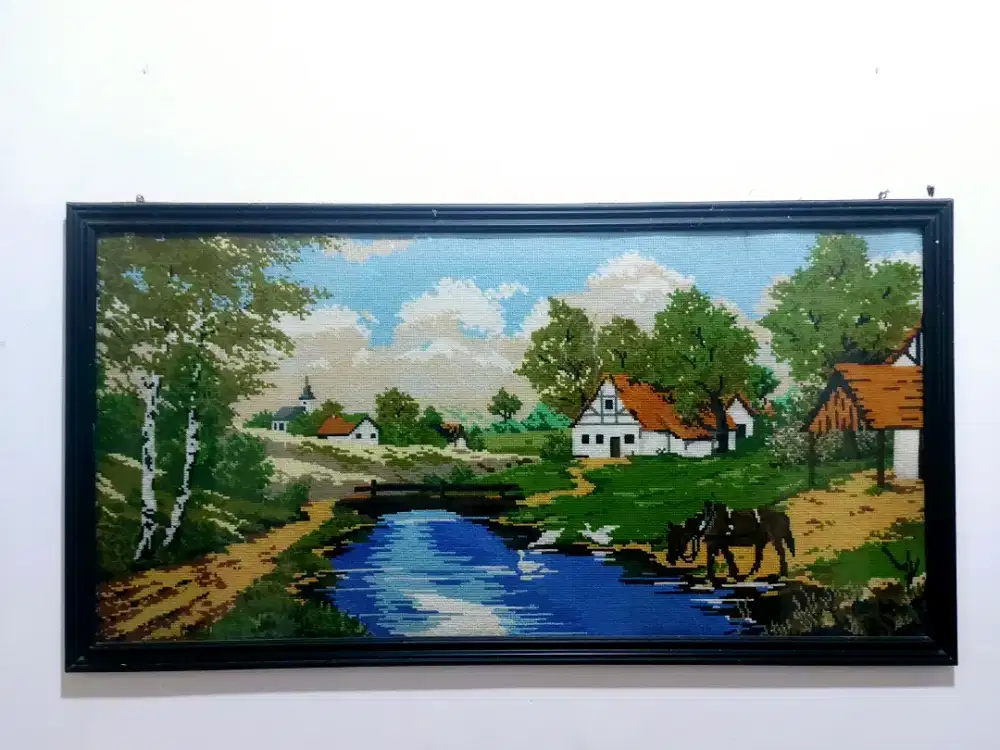 Gambar pemandangan Sulaman strimin / kristrik 130 x 70 cm