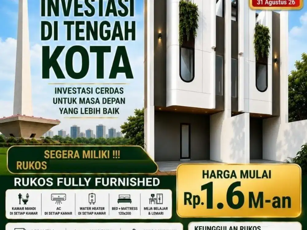 PROMO KEMERDEKAAN POTONGAN 50 JUTA KOSAN 6 KAMAR FULL FURNISH DI DEKAT KAMPUS UTAN KAYU UTARA MATRAMAN JAKARTA TIMUR