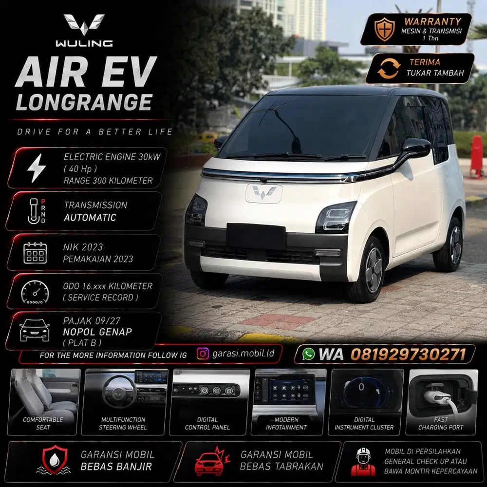 Wuling Air Ev LongRange 2023 / Odo 16rbu Kilometer