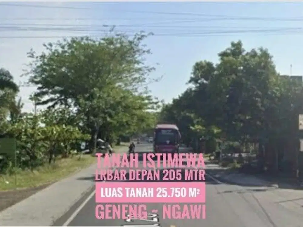 (Ba) Tanah Pekarangan LD 205 mtr, NOL Jl Raya Propinsi Madiun-NGAWI Istimewa