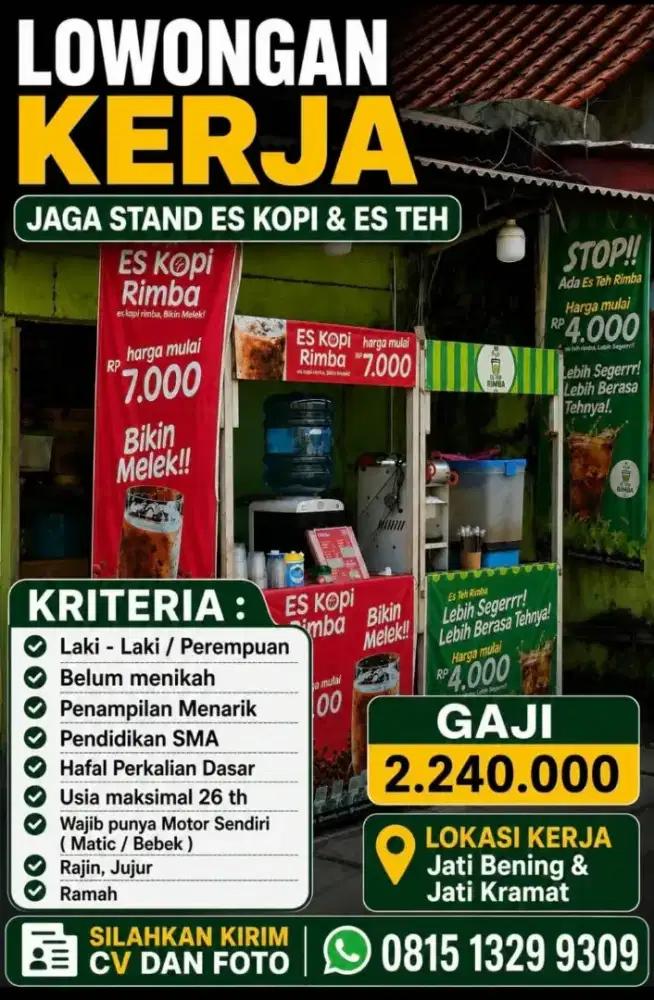 Lowongan Kerja Jaga Stand Es Teh + Kopi