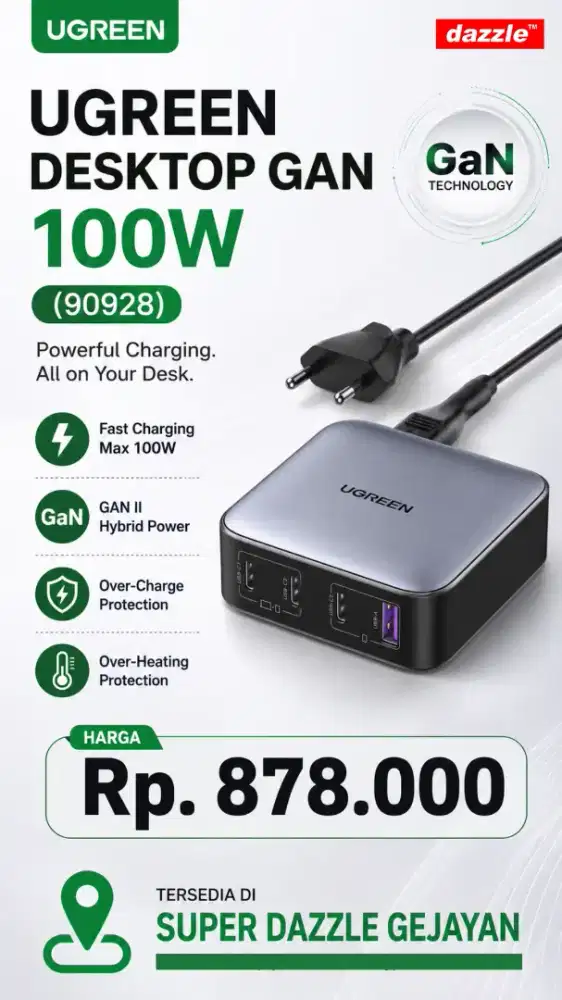 UGREEN DESKTOP GAN CHARGER 100W (90928)