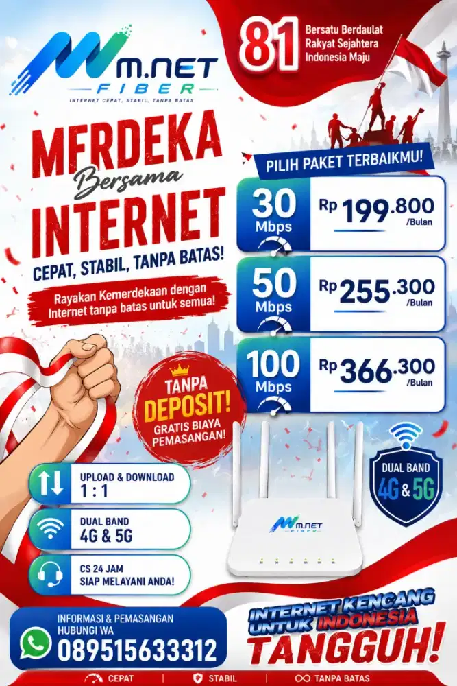 Internet Fiber Cepat & Stabil – MNET Fiber, Paket Mulai Rp199.800!