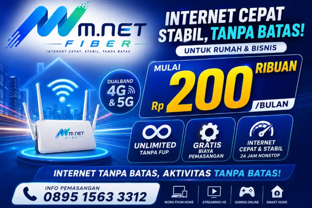 Internet Fiber Cepat Stabil Unlimited 4G/5G Rp200rb/Bulan