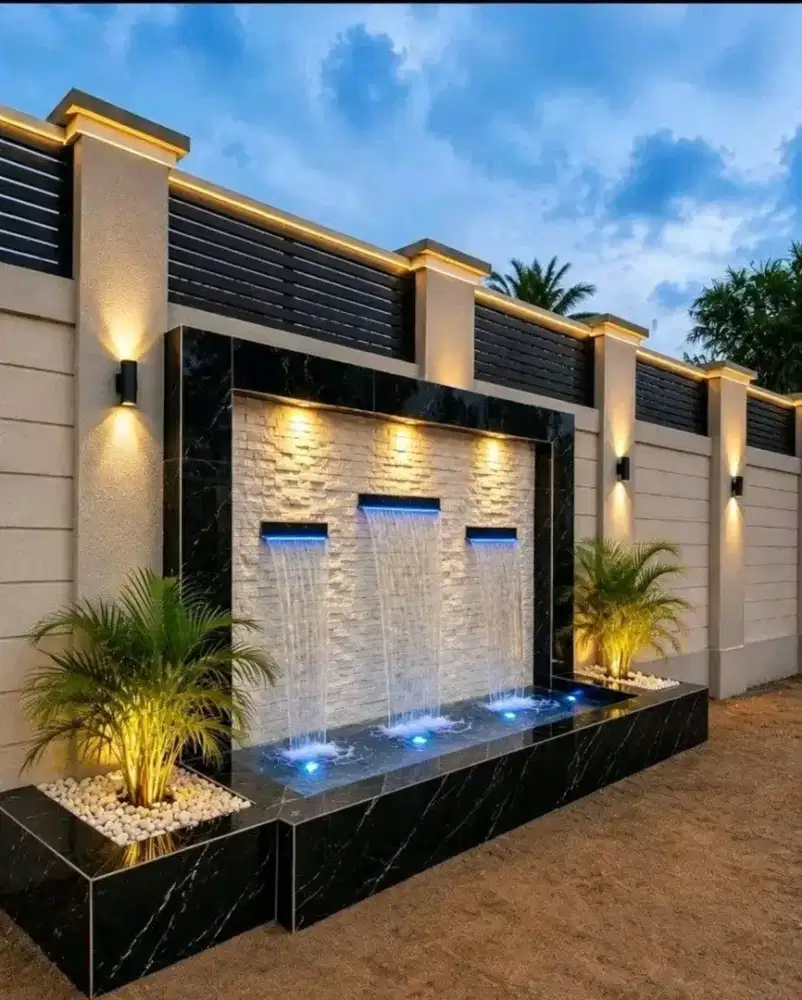 Kolam minimalis modern dan taman