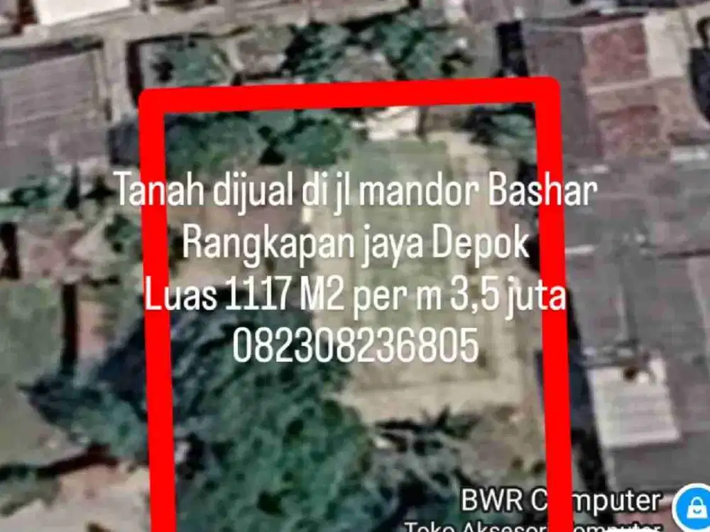 Jual Tanah SHM 1117 M2 di jl mandor Bashar samudera jaya rangkapan jaya depok