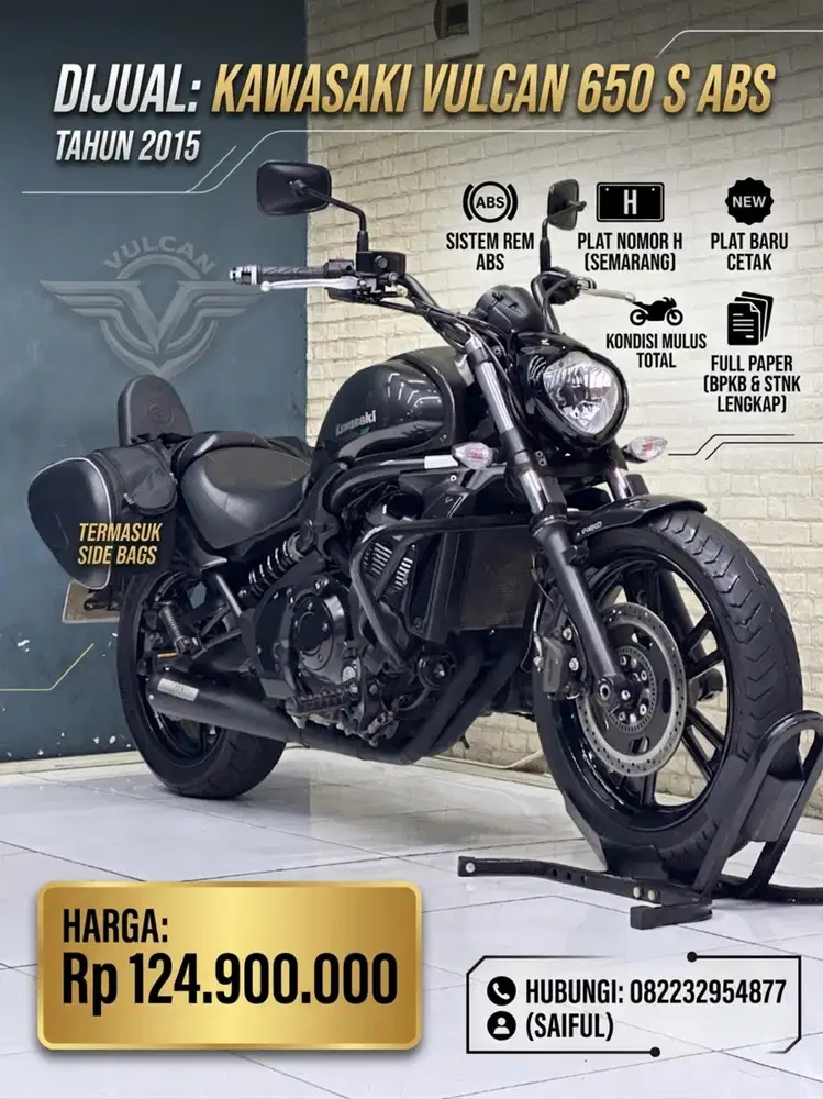 Perfect Condition!!Kawasaki Vulcan  Sb650cc ABS 2015 Plat H-Mustika